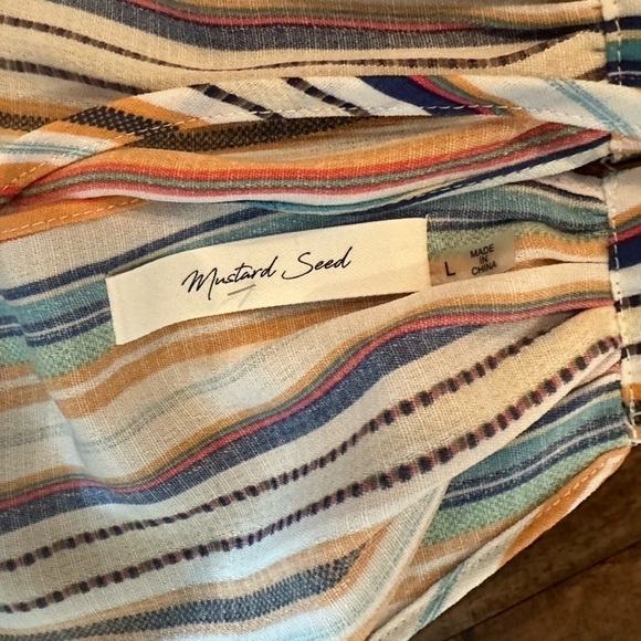 Mustard Seed Striped Front Tie Romper Size Large - Picture 5 of 6